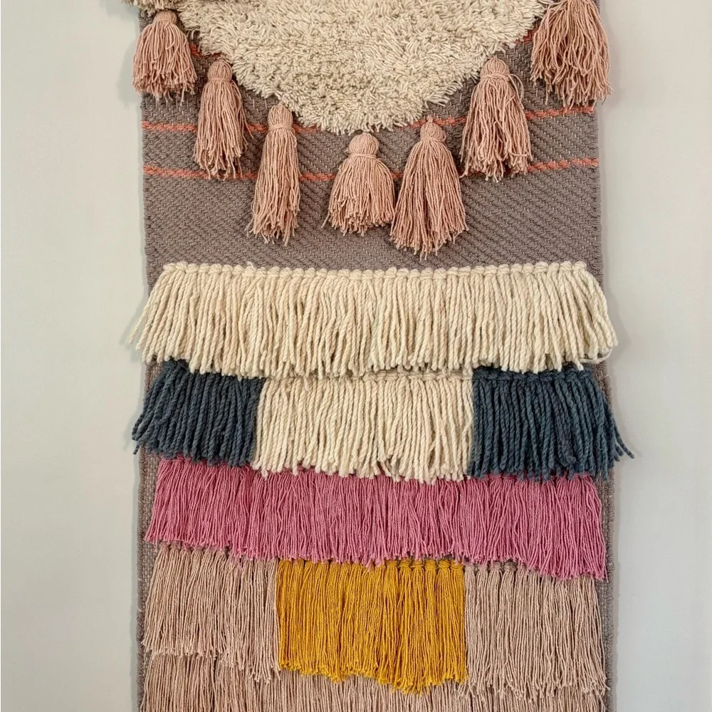 Berry + Clay Home Large Fringed Pastel Wall Hanging Boho